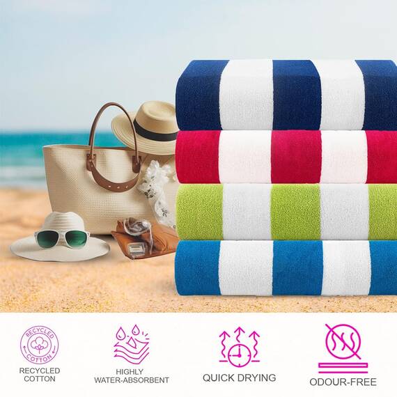 Casa Copenhagen Cabana Handtücher 4-Stück Geschenkset aus – Türkis, Königsblau, Rosa, Grün, 76,2 x 152,4 cm extragroße Pooltüchern 100% Baumwolle (perfekte Sommer Geschenkset für Damen & Herren)