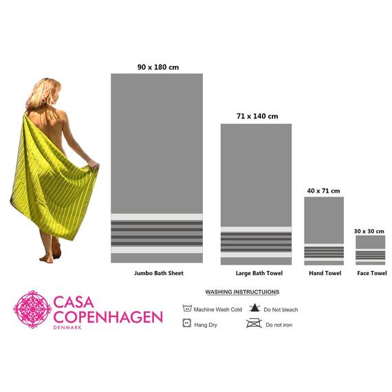 Casa Copenhagen He & She 6-teiliges Handtuchset, Mirage GRAU + Granit GRAU, 550 g/m²2 Badetücher, 2 Handtücher, 2 Waschlappen, Entworfen in Dänemark Aus ägyptischer Baumwolle für Bad, Küche & Dusche