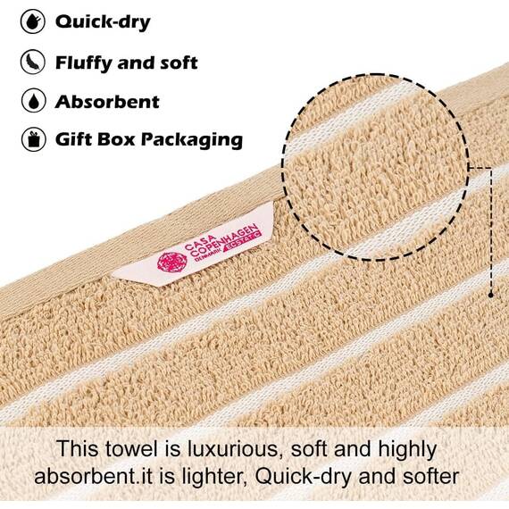 Casa Copenhagen, 6teiliges Designer Handtuch Geschenkset aus 100% ägyptischer Baumwolle Beige, 600 g/m² (2Badetücher, 2Handtücher, 2Waschhandschuhe) Geschenkbox für Damen & Herren