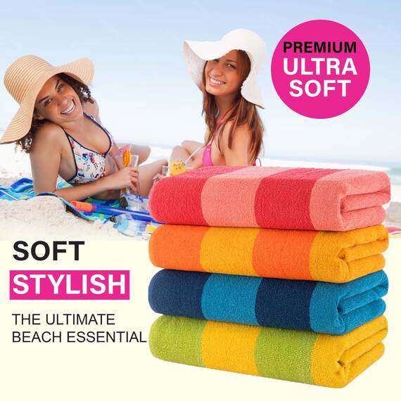 Casa Copenhagen 4-teiliges Geschenkset XL Designer Handtüchern aus 100% ägyptischer Baumwolle- Multicolour, 76x152 cm, 4Badetücher für Badezimmer (perfekte Geschenkset für Damen & Herren)