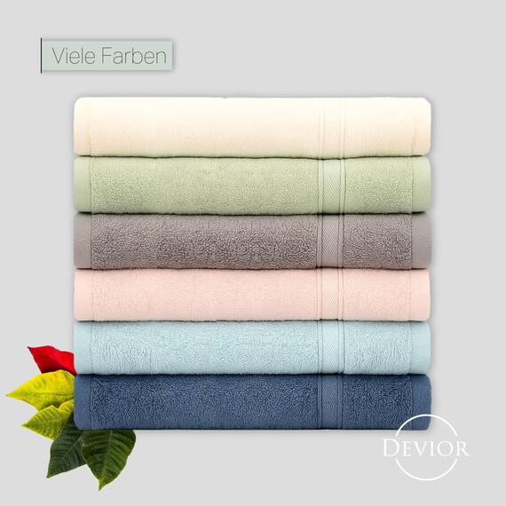 Müskaan® 14er Bambus Handtuch Set Rauchblau, 50% Baumwolle & 50% Bambus, 450g/m² – 2X Duschtuch 70x140cm, 4X Handtuch 50x100cm & 8X Gästetuch 50x30cm – Öko-Tex, Handtuchset Blau, 60°C waschbar