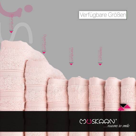 Müskaan® 4er Bambus Handtuch Set Rosé, 50% Baumwolle & 50% Bambus, 50x100cm, 450g/m² – Öko-Tex, Frottee Handtücher Set Baumwolle, Baumwoll Handtuchset Blau für Bad, 60°C waschbar, Frotteetücher