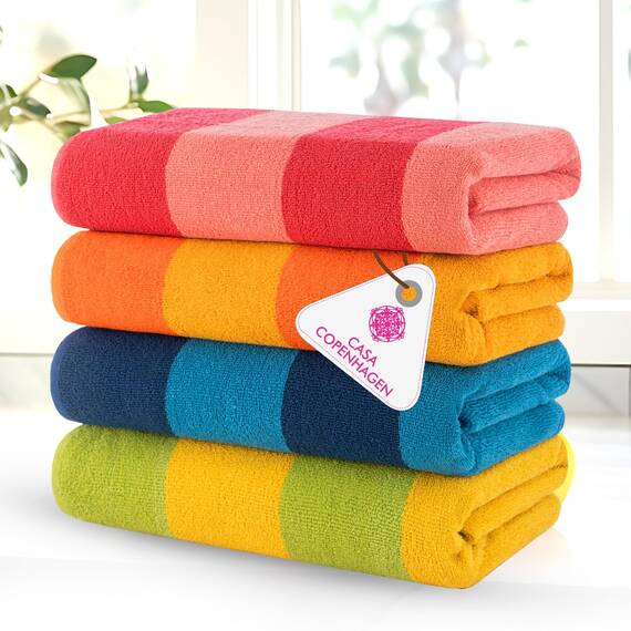 Casa Copenhagen 4-teiliges Geschenkset XL Designer Handtüchern aus 100% ägyptischer Baumwolle- Multicolour, 76x152 cm, 4Badetücher für Badezimmer (perfekte Geschenkset für Damen & Herren)