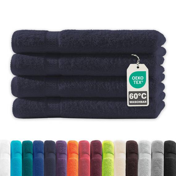 Müskaan® 4er Handtuch Set Marineblau, 100% Baumwolle, 50x100cm, 500g/m² – Öko-Tex, Frottee Handtücher Set Baumwolle, Handtucherset 50x100cm, Handtuchset Blau für Bad, 60°C waschbar, Frotteetücher