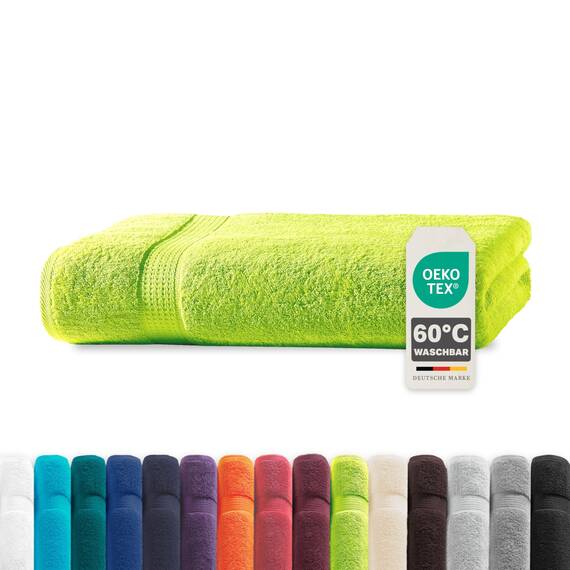 Müskaan® Handtuch Apfelgrün, 100% Baumwolle, 100x150cm, 500g/m² – Öko-Tex, Frottee Badehandtuch Baumwolle, Duschtuch 100x150cm, Großes Handtuch Grün für Bad, 60°C waschbar, Frotteetücher