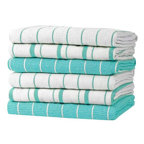 Zeppoli Klassische Küchentücher, 6er-Pack, 50,8 x 71,1 cm, 100% natürliche Baumwolle, Wiederverwendbare Reinigungstücher, super saugfähig, maschinenwaschbare Handtücher (Aqua)