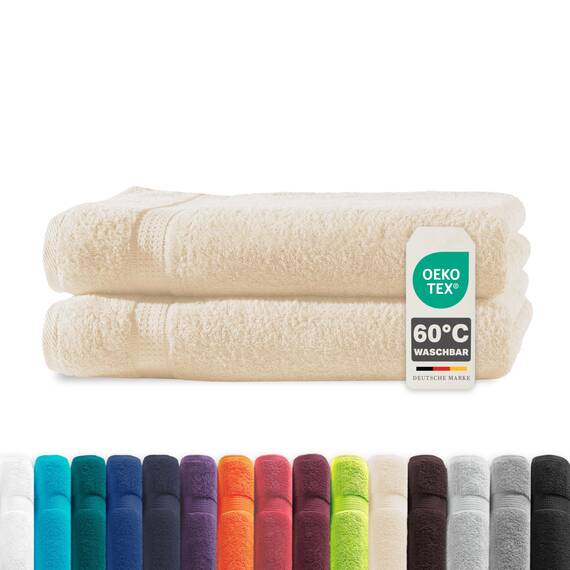 Müskaan® 2er Handtuch Set Beige, 100% Baumwolle, 70x140cm, 500g/m² – Öko-Tex, Frottee Handtücher Set Baumwolle, Duschtücher 70x140cm, Handtuchset Beige für Bad, 60°C waschbar, Frotteetücher