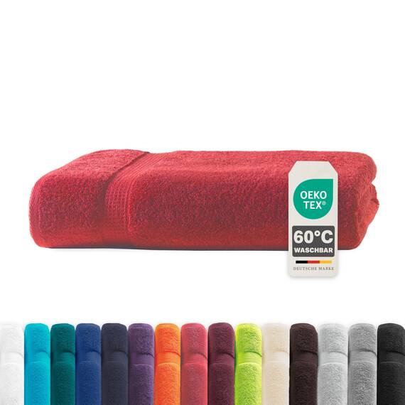 Müskaan® Handtuch Rot, 100% Baumwolle, 100x150cm, 500g/m² – Öko-Tex, Frottee Badehandtuch Baumwolle, Duschtuch 100x150cm, Großes Handtuch Rot für Bad, 60°C waschbar, Frotteetücher