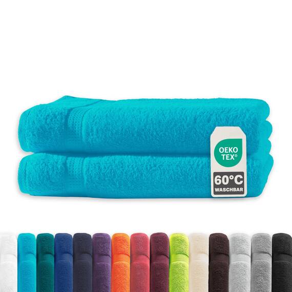 Müskaan® 2er Handtuch Set Türkis, 100% Baumwolle, 70x140cm, 500g/m² – Öko-Tex, Frottee Handtücher Set Baumwolle, Duschtücher 70x140cm, Handtuchset Blau für Bad, 60°C waschbar, Frotteetücher
