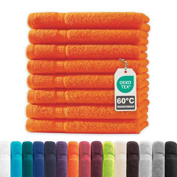 Müskaan® 8er Handtuch Set Terra-Orange, 100% Baumwolle, 50x30cm, 500g/m² – Öko-Tex, Frottee Handtücher Set Baumwolle, Gästetücher 30x50cm, Handtuchset Orange für Bad, 60°C waschbar, Frotteetücher