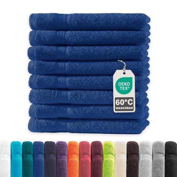 Müskaan® 8er Handtuch Set Royalblau, 100% Baumwolle, 50x30cm, 500g/m² – Öko-Tex, Frottee Handtücher Set Baumwolle, Gästetücher 30x50cm, Handtuchset Blau für Bad, 60°C waschbar, Frotteetücher