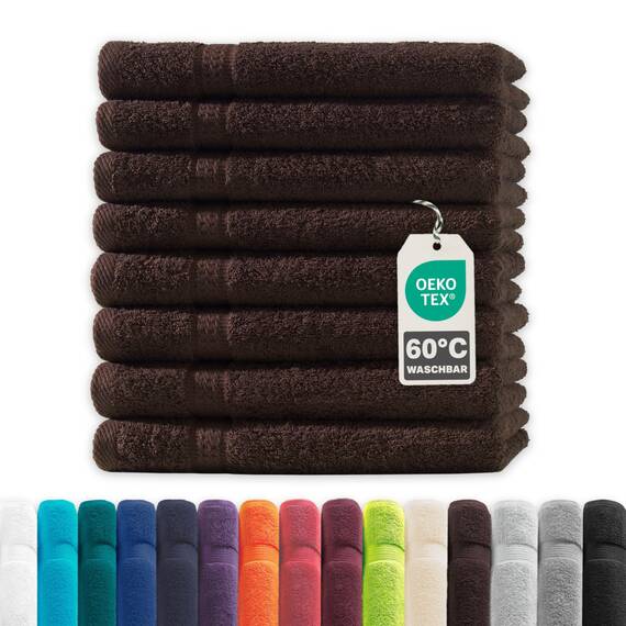 Müskaan® 8er Handtuch Set Braun, 100% Baumwolle, 50x30cm, 500g/m² – Öko-Tex, Frottee Handtücher Set Baumwolle, Gästetücher 30x50cm, Handtuchset Braun für Bad, 60°C waschbar, Frotteetücher