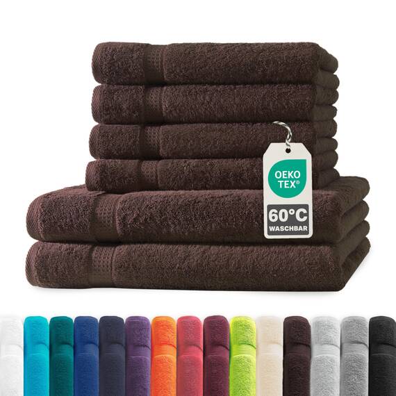 Müskaan® 6er Handtuch Set Braun, 100% Baumwolle, 500g/m² – 2X Duschtuch 70x140cm & 4X Handtuch 50x100cm – Öko-Tex, Frottee Handtücher Set Baumwolle, Handtuchset Braun, 60°C waschbar, Frotteetücher