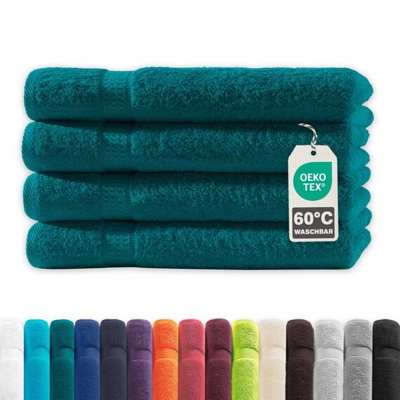 Müskaan® 4er Handtuch Set Petrol, 100% Baumwolle, 50x100cm, 500g/m² – Öko-Tex, Frottee Handtücher Set Baumwolle, Handtucherset 50x100cm, Handtuchset Blau für Bad, 60°C waschbar, Frotteetücher