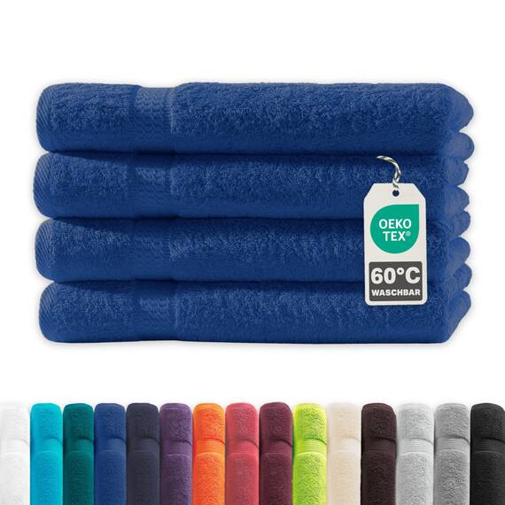 Müskaan® 4er Handtuch Set Royalblau, 100% Baumwolle, 50x100cm, 500g/m² – Öko-Tex, Frottee Handtücher Set Baumwolle, Handtucherset 50x100cm, Handtuchset Blau für Bad, 60°C waschbar, Frotteetücher