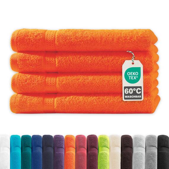 Müskaan® 4er Handtuch Set Terra-Orange, 100% Baumwolle, 50x100cm, 500g/m² – Öko-Tex, Frottee Handtücher Set Baumwolle, Handtucherset 50x100cm, Handtuchset Orange für Bad, 60°C waschbar, Frotteetücher