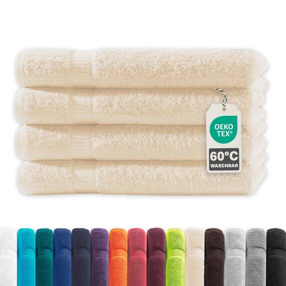 Müskaan® 4er Handtuch Set Beige, 100% Baumwolle, 50x100cm, 500g/m² – Öko-Tex, Frottee Handtücher Set Baumwolle, Handtucherset 50x100cm, Handtuchset Beige für Bad, 60°C waschbar, Frotteetücher