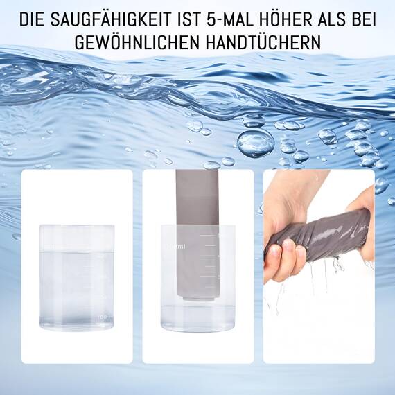 Jokisa Mikrofaser Handtuch 2er Set, 180X90cm Strandtuch Mikrofaser + 80X40cm Sporthandtuch, Schnelltrocknendes & Sandfrei Handtücher für Outdoor Sauna Strand Trekking (Hellgrau)