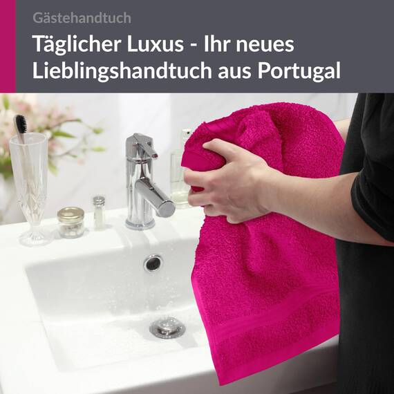 Lashuma kleines Gast Handtuch 30x50 cm, Linz Frottee Gästetuch Pink - Purpur