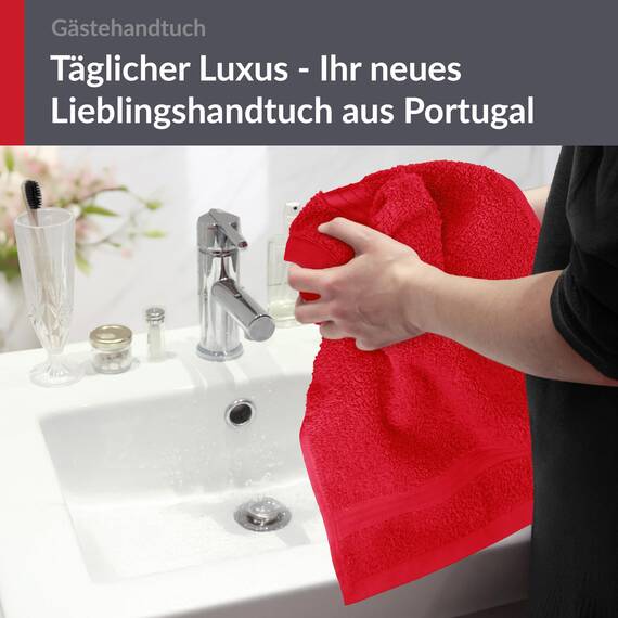 Lashuma Gästehandtuch Rot - Scharlach, Badtextilien Linz Frotteetuch fürs Bad 30x50 cm