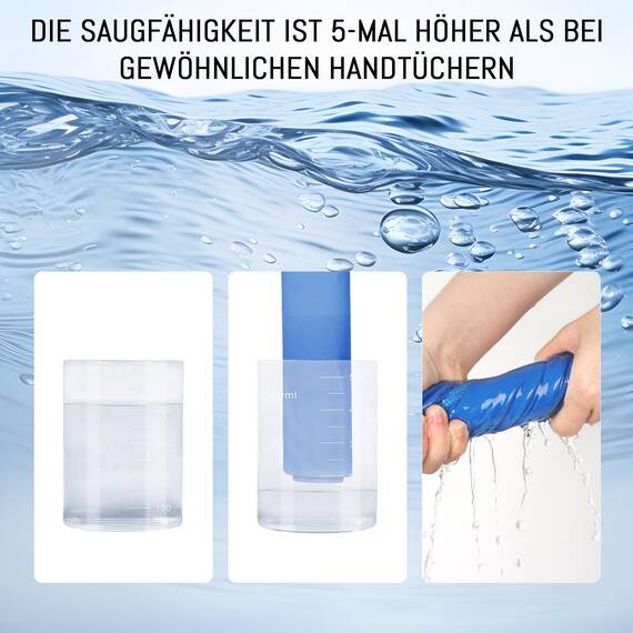 Jokisa Mikrofaser Handtuch 2er Set, 180X90cm Strandtuch Mikrofaser + 80X40cm Sporthandtuch, Schnelltrocknendes & Sandfrei Handtücher für Outdoor Sauna Strand Trekking (Hellblau)