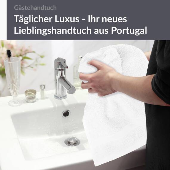Lashuma kleines Handtuch Gäste WC, Linz Händehandtuch 30x50 cm weiß
