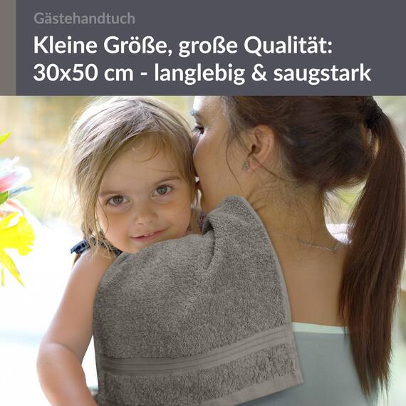 Lashuma Weiches Gästehandtuch Grau - Dunkel, kleines Handtuch 30x50 cm, Linz Frotteetuch Bad