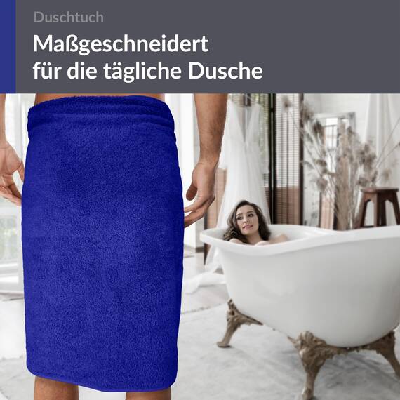 Lashuma Herren Duschhandtuch XXL Königs Blau, Linz Frottee Badetuch maritim 70x140 cm