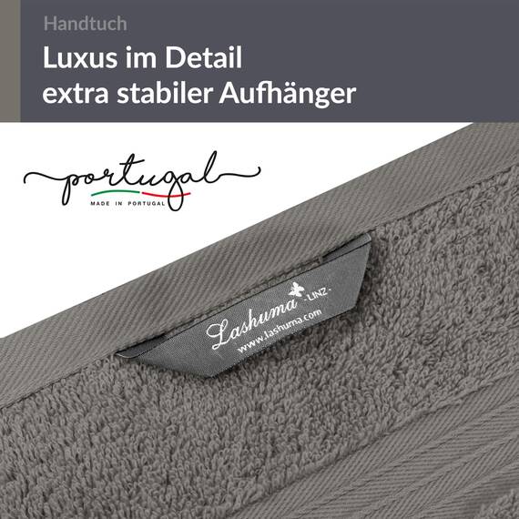 Lashuma Herren Handtuch Grau - Dunkel, Linz Frottierhandtuch 50x100 cm 100% aus Baumwolle