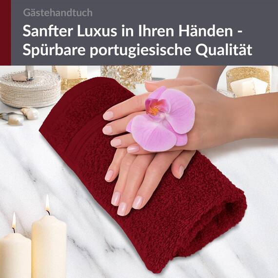Lashuma Gästehandtuch 30x50 cm, Linz Frottee Handtuch Rot - Rubin 100% Baumwolle