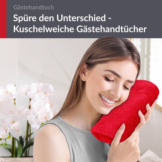 Lashuma Gästehandtuch Rot - Scharlach, Badtextilien Linz Frotteetuch fürs Bad 30x50 cm