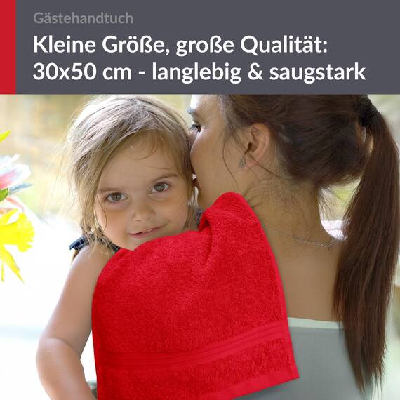 Lashuma Gästehandtuch Rot - Scharlach, Badtextilien Linz Frotteetuch fürs Bad 30x50 cm