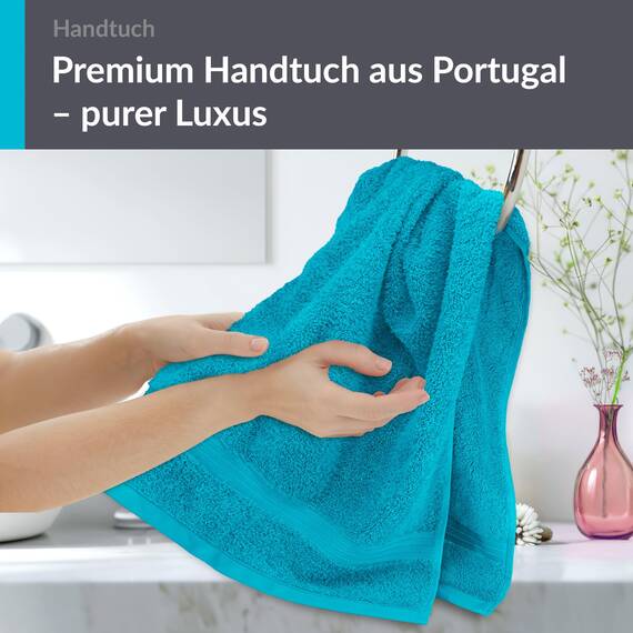 Lashuma Kinderhandtuch Blau - Aquamarin, Linz Handtuch Baumwolle 50x100 cm