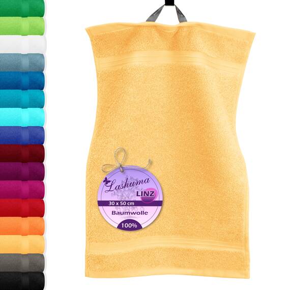 Lashuma Gästehandtuch, Linz kleines Handtuch Gäste WC 30x50 cm, Farbe: Aprikose Gelb