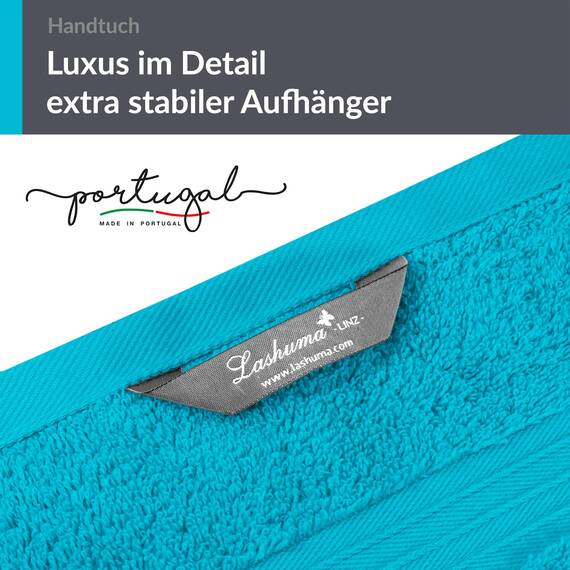 Lashuma Kinderhandtuch Blau - Aquamarin, Linz Handtuch Baumwolle 50x100 cm