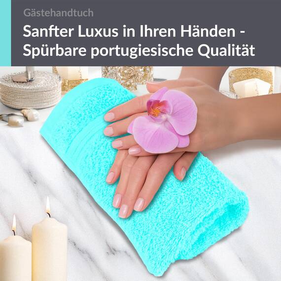 Lashuma Gästehandtuch Türkis 30x50 cm, Linz Frottee Handtuch klein für Gäste