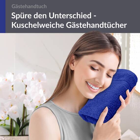 Lashuma kleines Handtuch Linz, Gästetuch Blau - Königsblau, Küchenhandtuch saugstark 30x50 cm