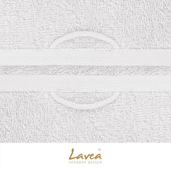 Lavea® 6-teiliges Handtuch Set, 100% Baumwolle - 4 Handtücher 50x100 cm & 2 Duschtücher 70x140 cm, weich, saugstark & pflegeleicht, Flauschiges Badehandtuch Set für Bad, Gäste & Spa, Weiß