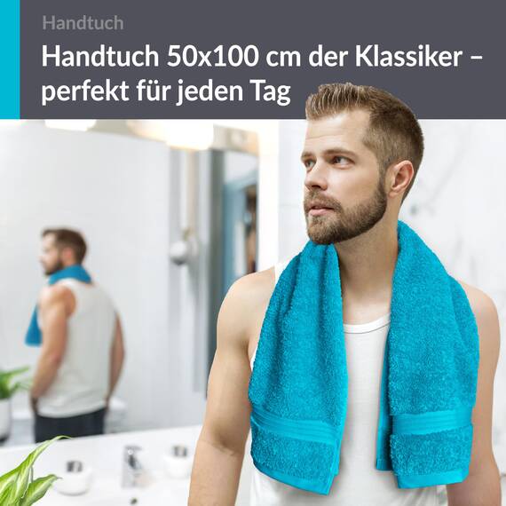 Lashuma Kinderhandtuch Blau - Aquamarin, Linz Handtuch Baumwolle 50x100 cm