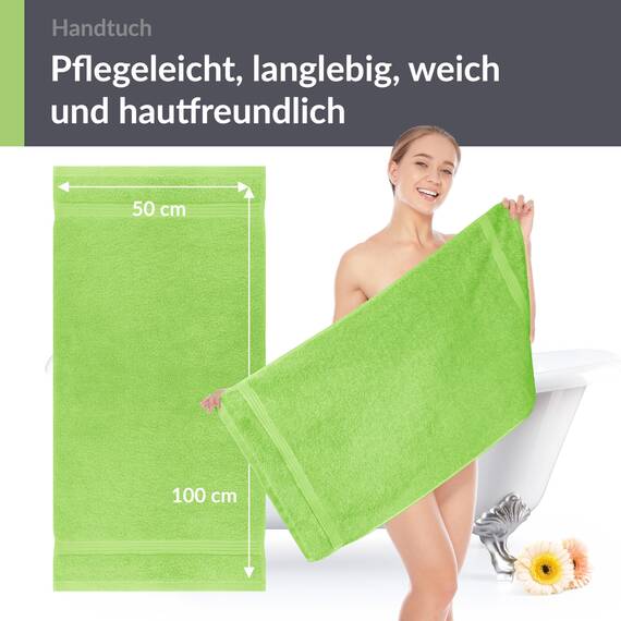 Lashuma Luxus Frottee Handtuch 50x100 cm, Linz Duschhandtuch Grün - Apfel