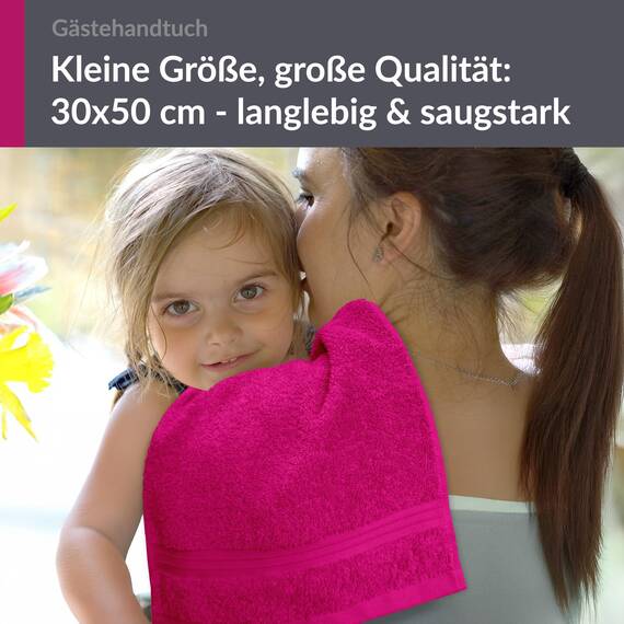 Lashuma kleines Gast Handtuch 30x50 cm, Linz Frottee Gästetuch Pink - Purpur