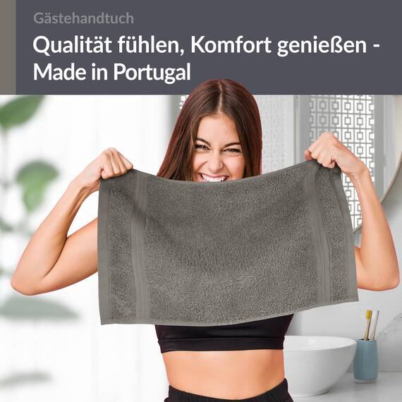 Lashuma Weiches Gästehandtuch Grau - Dunkel, kleines Handtuch 30x50 cm, Linz Frotteetuch Bad