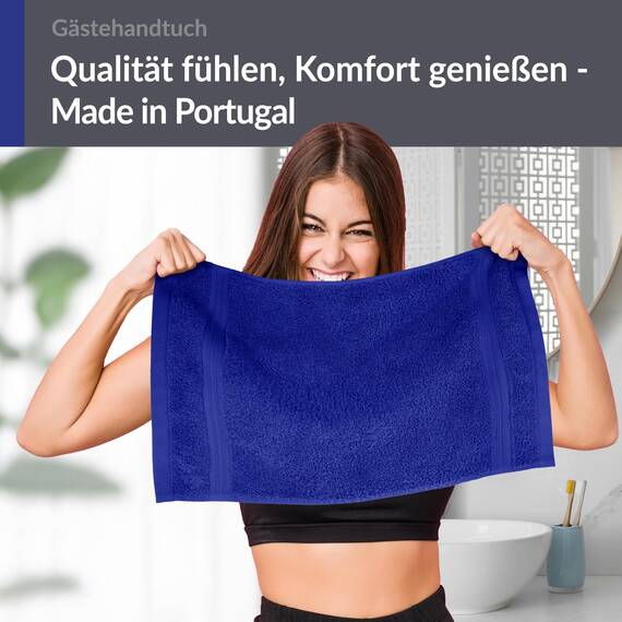 Lashuma kleines Handtuch Linz, Gästetuch Blau - Königsblau, Küchenhandtuch saugstark 30x50 cm