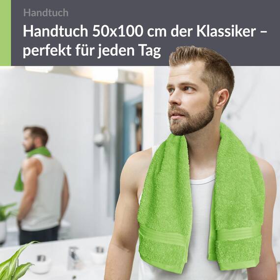 Lashuma Luxus Frottee Handtuch 50x100 cm, Linz Duschhandtuch Grün - Apfel