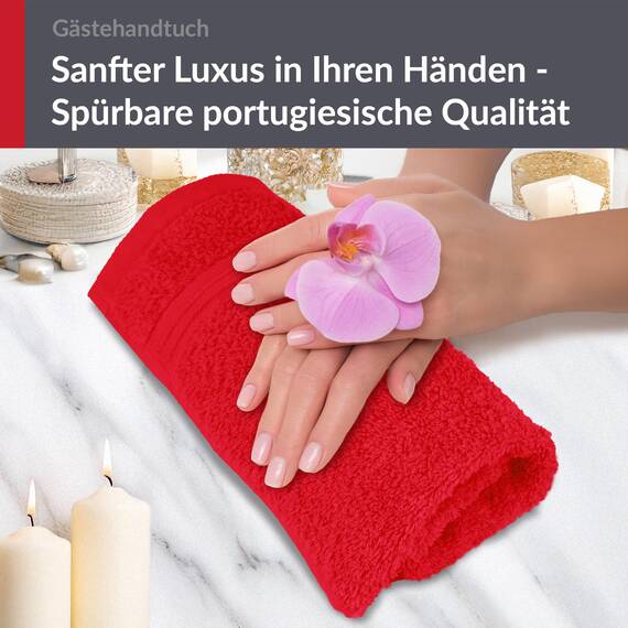 Lashuma Gästehandtuch Rot - Scharlach, Badtextilien Linz Frotteetuch fürs Bad 30x50 cm