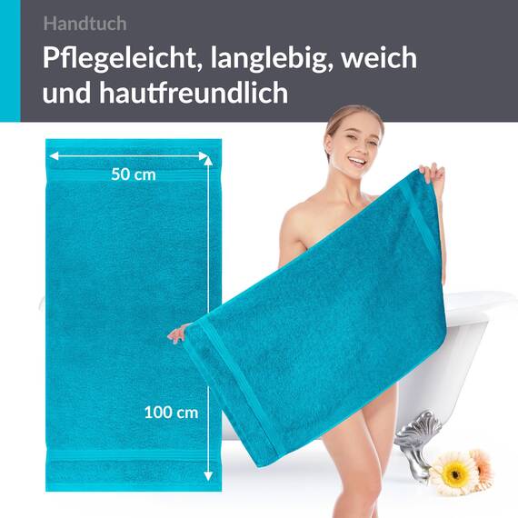 Lashuma Kinderhandtuch Blau - Aquamarin, Linz Handtuch Baumwolle 50x100 cm