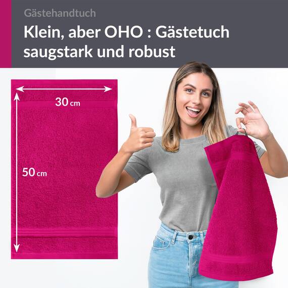 Lashuma kleines Gast Handtuch 30x50 cm, Linz Frottee Gästetuch Pink - Purpur