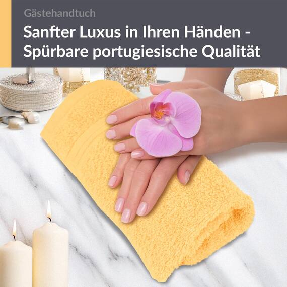 Lashuma Gästehandtuch, Linz kleines Handtuch Gäste WC 30x50 cm, Farbe: Aprikose Gelb