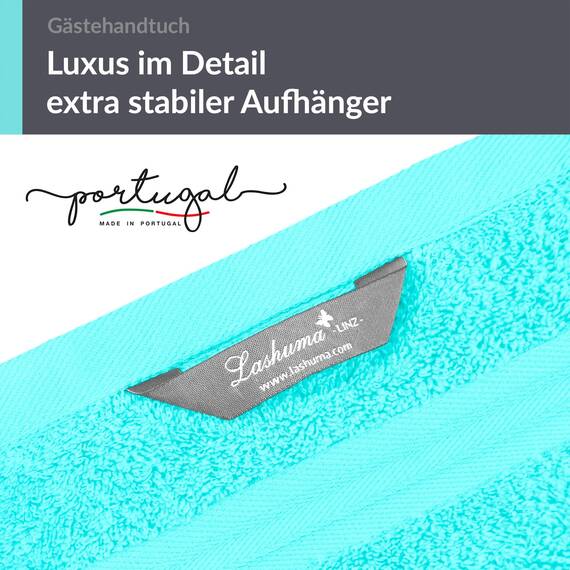 Lashuma Gästehandtuch Türkis 30x50 cm, Linz Frottee Handtuch klein für Gäste