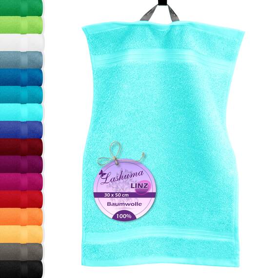 Lashuma Gästehandtuch Türkis 30x50 cm, Linz Frottee Handtuch klein für Gäste